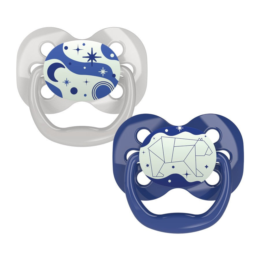 Dr Brown's Advantage Pacifier - Stage 1, Glow in the Dark - Blue, 2-Pack