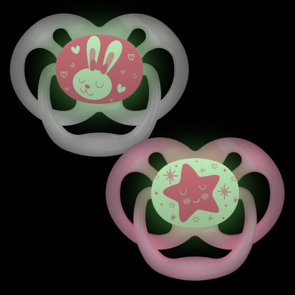 Dr Brown's Advantage Pacifier - Stage 2, Glow in the Dark - Pink, 2-Pack