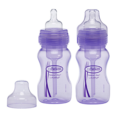 DR Brown's 8oz/240ml Natural Flow WIDE-NECK Baby Bottle (2-Pack)