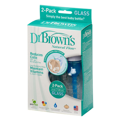 DR Brown's 4oz/125ml Natural Flow GLASS Baby Bottle