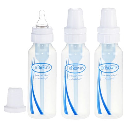 DR Brown's 8oz/250ml Natural Flow Standard Baby Bottle (3-Pack)