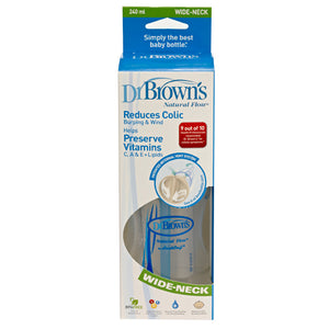 DR Brown's 8oz/240ml Natural Flow WIDE-NECK Baby Bottle