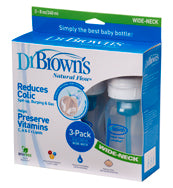 DR Brown's 8oz/240ml Natural Flow WIDE-NECK Baby Bottle (3-Pack)