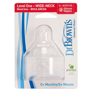 DR Brown's WIDE-NECK (2-Pack) Level-1 Silicon Nipple