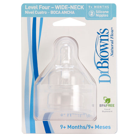 DR Brown's WIDE-NECK (2-Pack) Level-4 Silicon Nipple