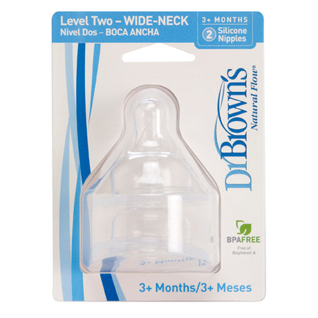 DR Brown's WIDE-NECK (2-Pack) Level-2 Silicon Nipple