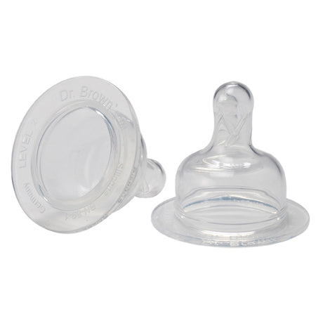 DR Brown's WIDE-NECK (2-Pack) Level-2 Silicon Nipple