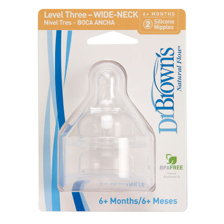 DR Brown's WIDE-NECK (2-Pack) Level-3 Silicon Nipple