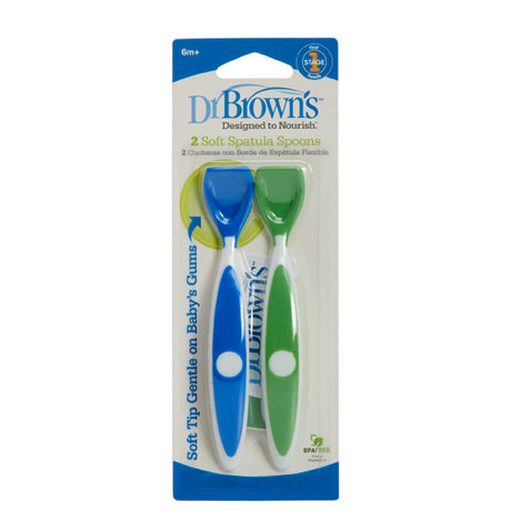 DR Brown's Spatula Spoons (Soft/Flexible Tip) (2-Pack)-Blue/Green