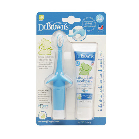 Dr Brown's Infant to Toddler Toothbrush, Toothpaste With Combo Pack - Blue