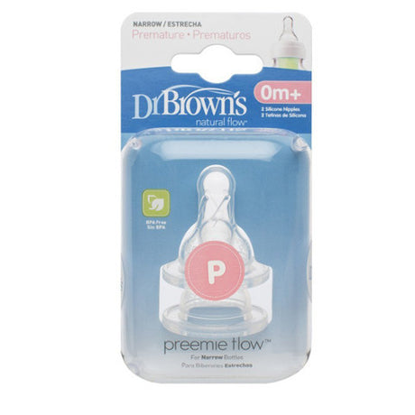 DR Brown's Preemie Flow Silicone Narrow Neck Nipple (2-Pack)