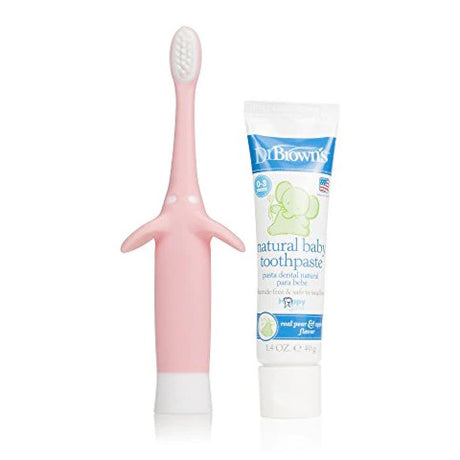 DR Brown's Infant-To-Toddler Toothbrush & Toothpaste Combo Pack (Pink)