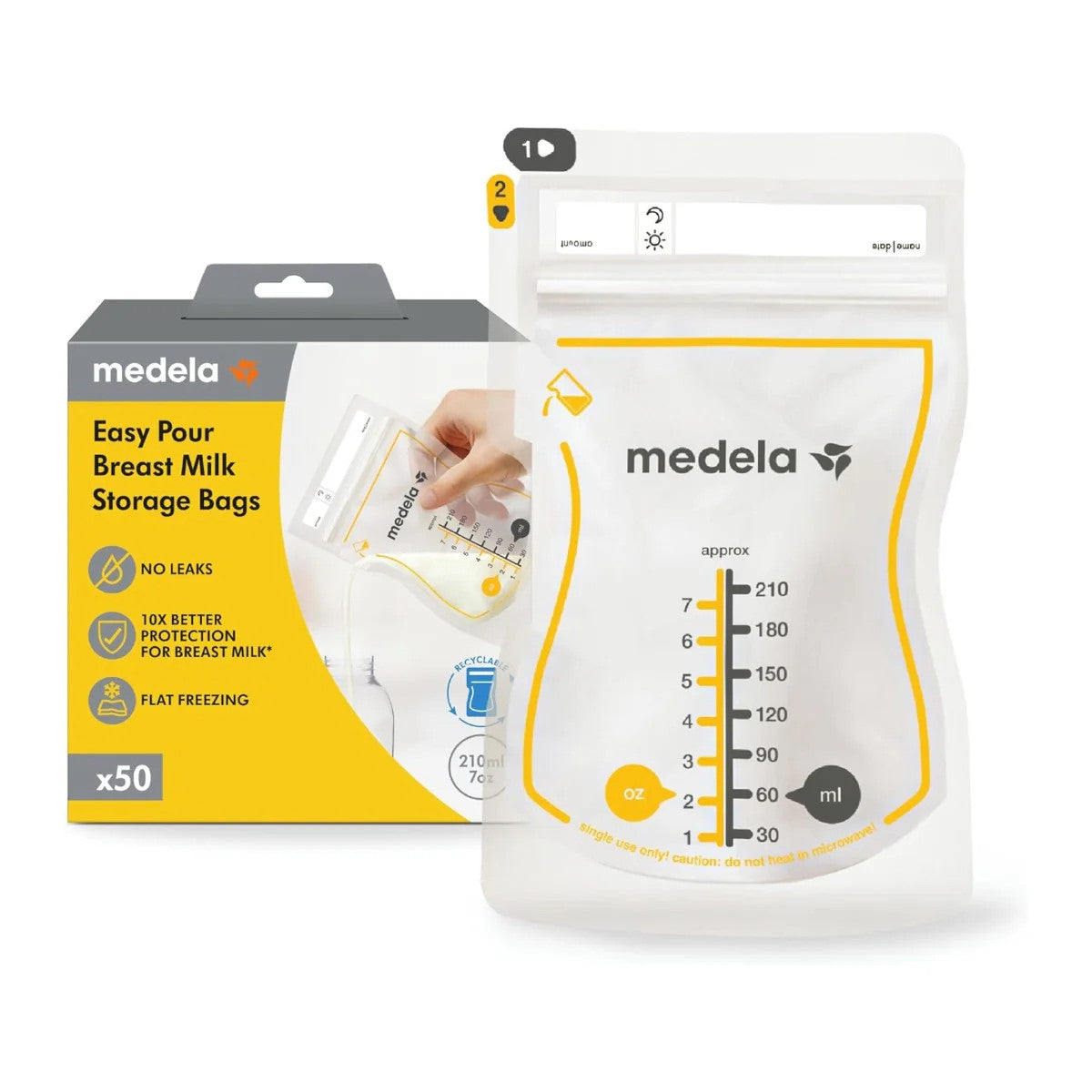 Medela Easy Pour Breast Milk Storage Bags, 50-Pack