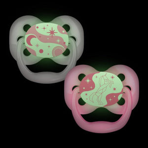Dr Brown's Advantage Pacifier - Stage 1, Glow in the Dark - Pink, 2-Pack