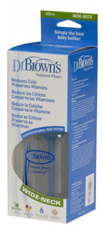 DR Brown's 10oz/300ml Natural Flow WIDE-NECK Baby Bottle with Level 2 Nipple